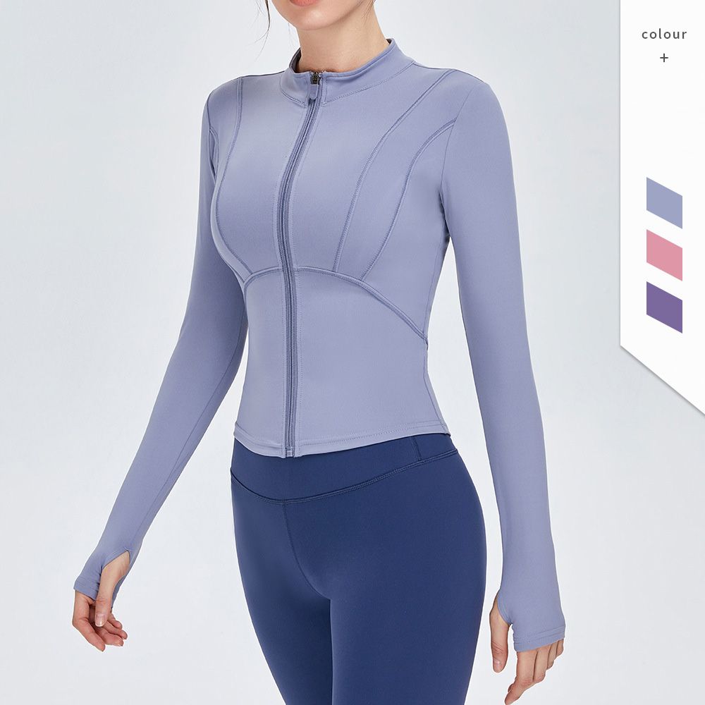 TM0009 New Women Naked Feeling Sports Coat Slim Yoga Top Zipper Long Sleeve Fitness Activewear