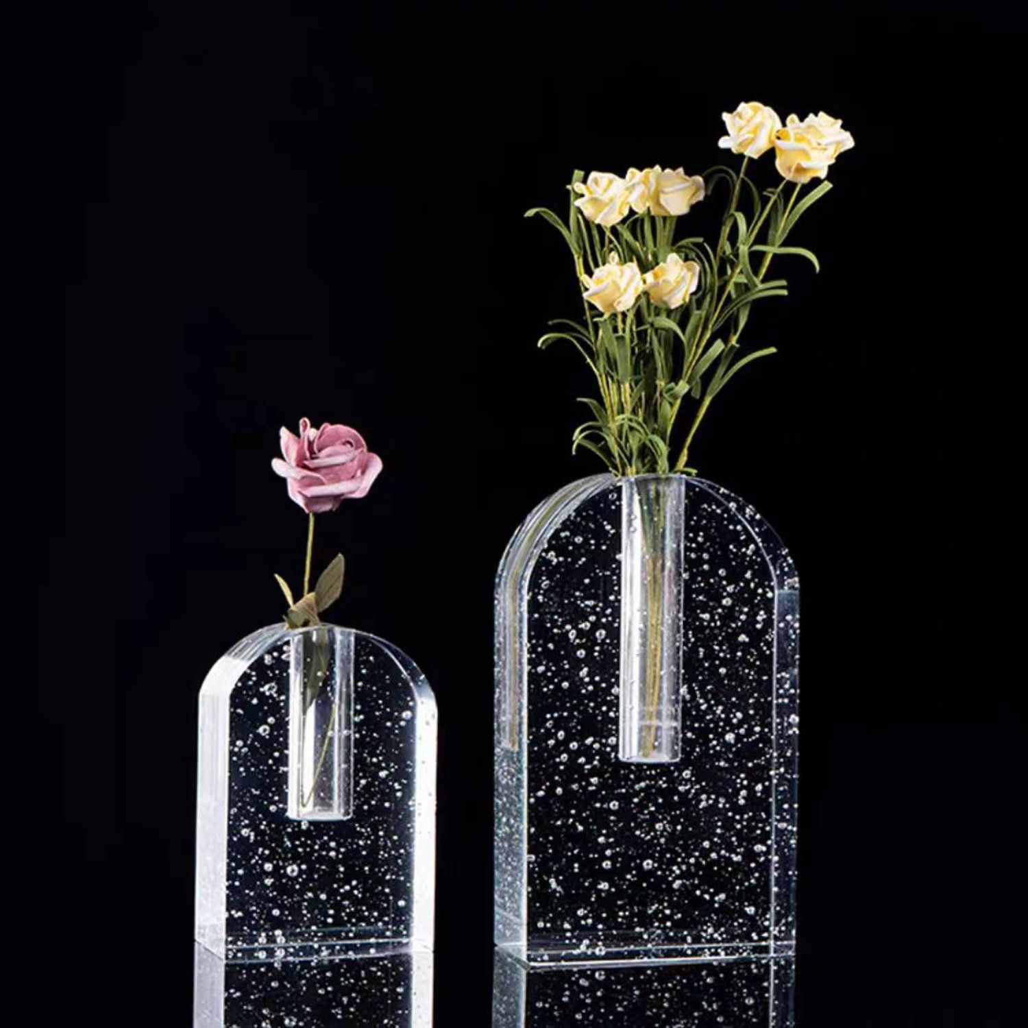 Luxury Modern Fashionable Beautiful Crystal Crafts Home Office Hotel Transparent Round Vase Crystal Glass Flower Vase