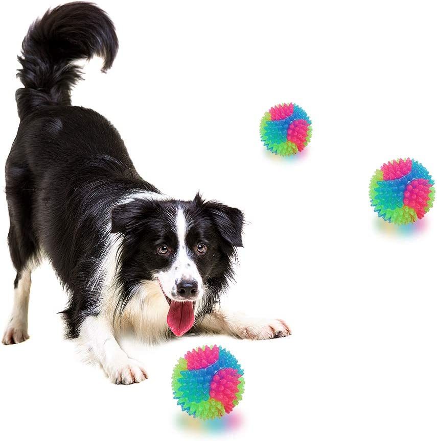 4PCS Light up Spiky Dog Balls Toy