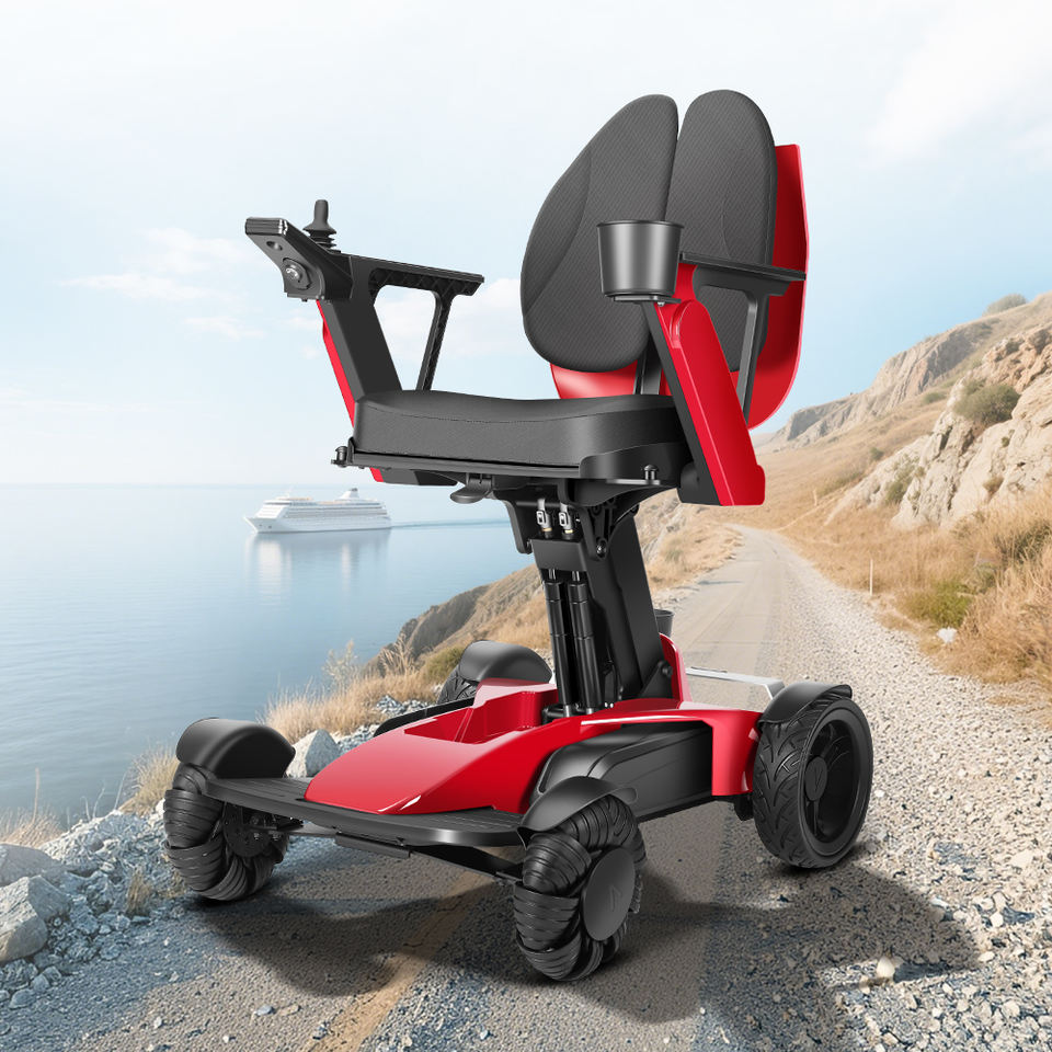 Strong Climbing Mecanum Front Wheels All-Terrain Smooth Drive Power Wheelchair 300W Brushless Motorized Electric Wheelchair