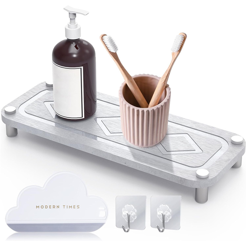 Diatomaceous Earth Shower Mat Stone Bath Mat Nonslip Super Absorbent Fast-Drying Hard Bath Mat Fast Instant Drying Diatomite Stone Sink Storage Sponge Holder