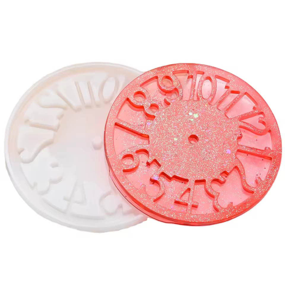 2025 Hot Sales Diy Personalized Round Shaped Digital Clock Resin Mold Roman Clock Silicone Mold