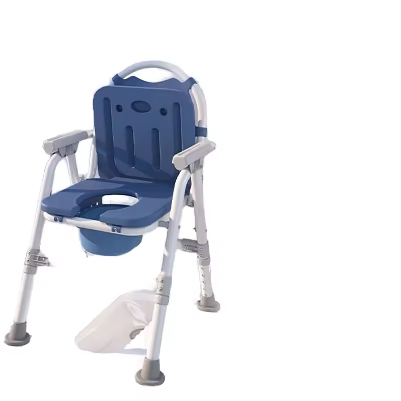 350lbs Load-bearing Commode Chair Anti-slip Feature Aluminium Alloy Nursing Commode Toilet Bowl Home Bathroom Safety Equipment