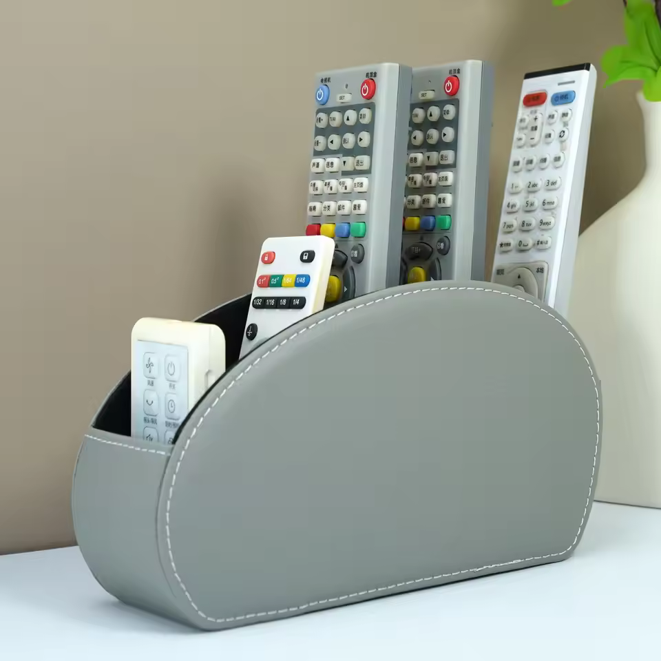 Lg8175 Low Moq Customized Logo Remote Control Holder 5 Compartment Office Home Dressing Table Media Storage Box Office Organizer