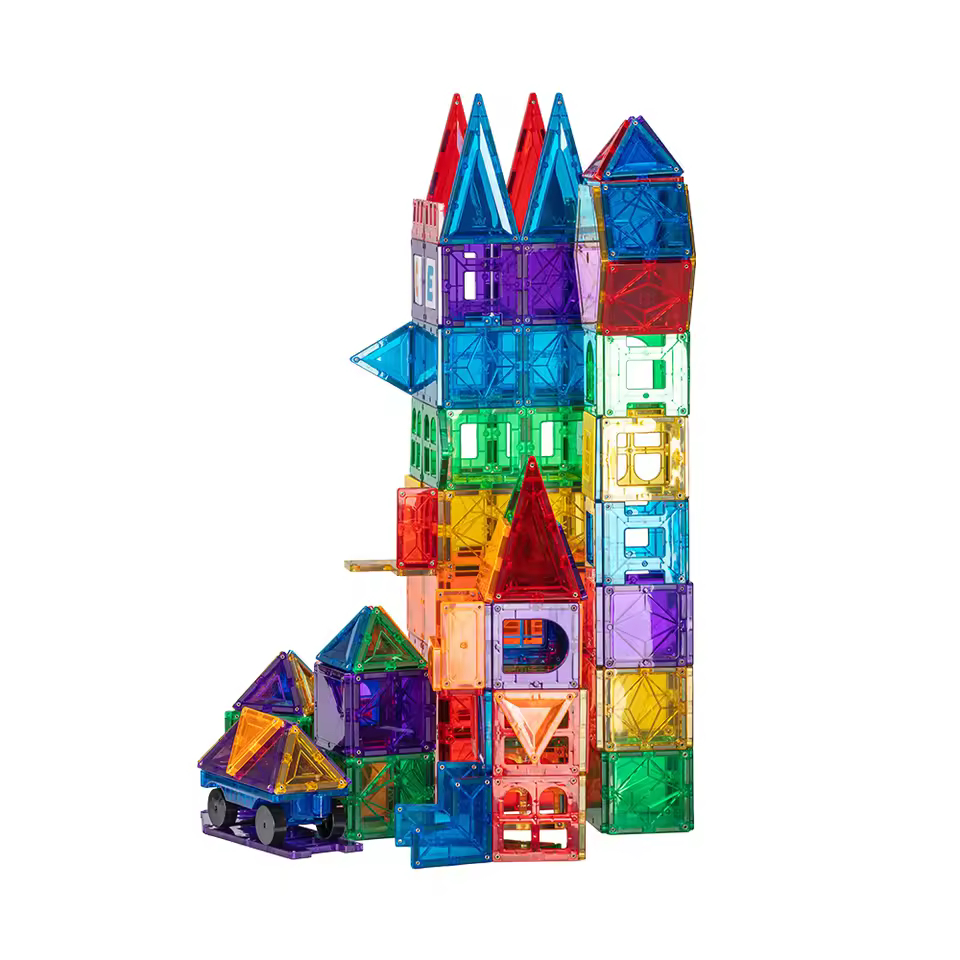 Latest Design Of Educational Puzzle Class Diy 3d 100 Pieces Of Kids Magnetic Building Blocks Magnetic Tiles Marble Run