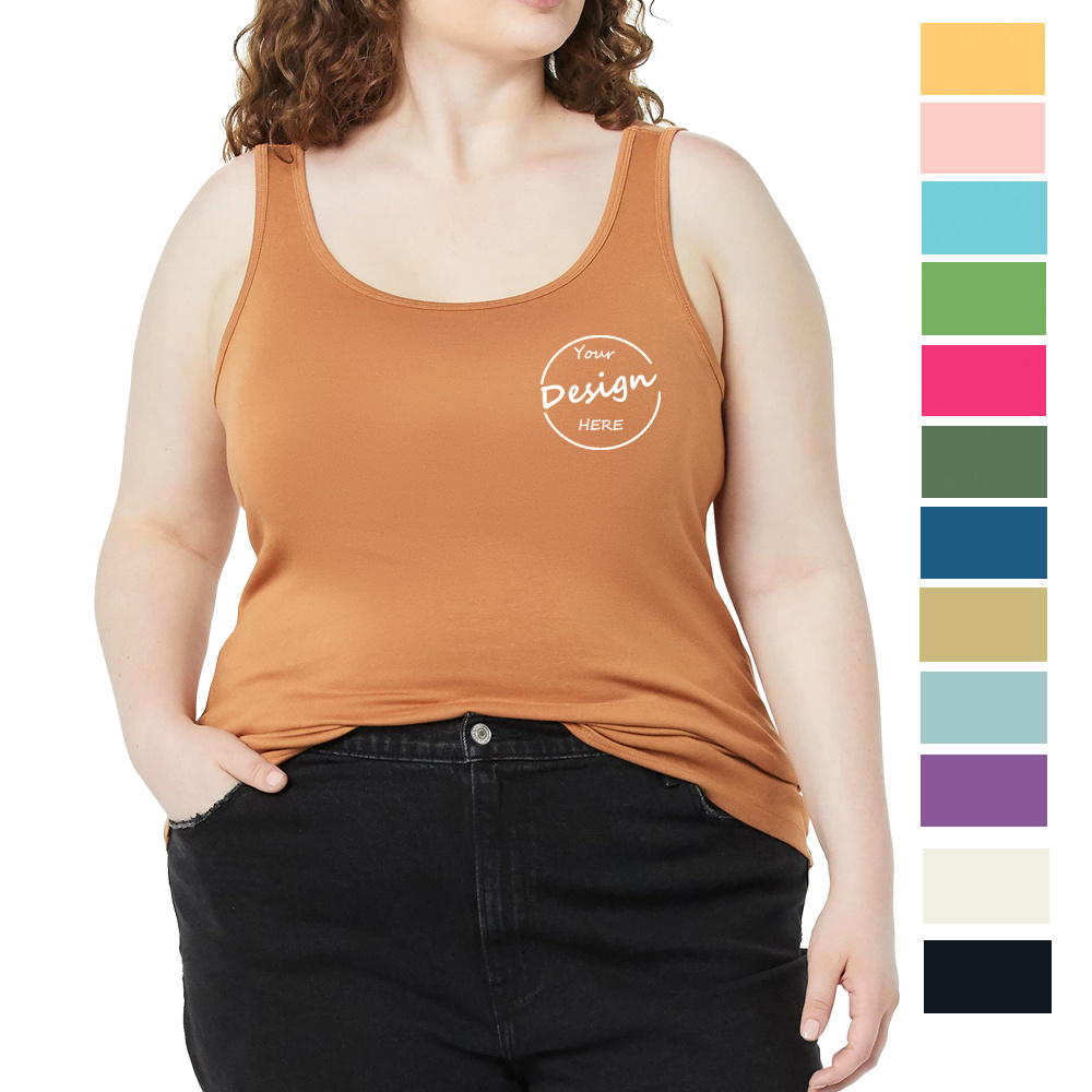 OEM Wholesale Screen Print Blank Combed Cotton Lightweight Sleeveless Shirt Summer Plus Size Women's Tank Tops with Private Label