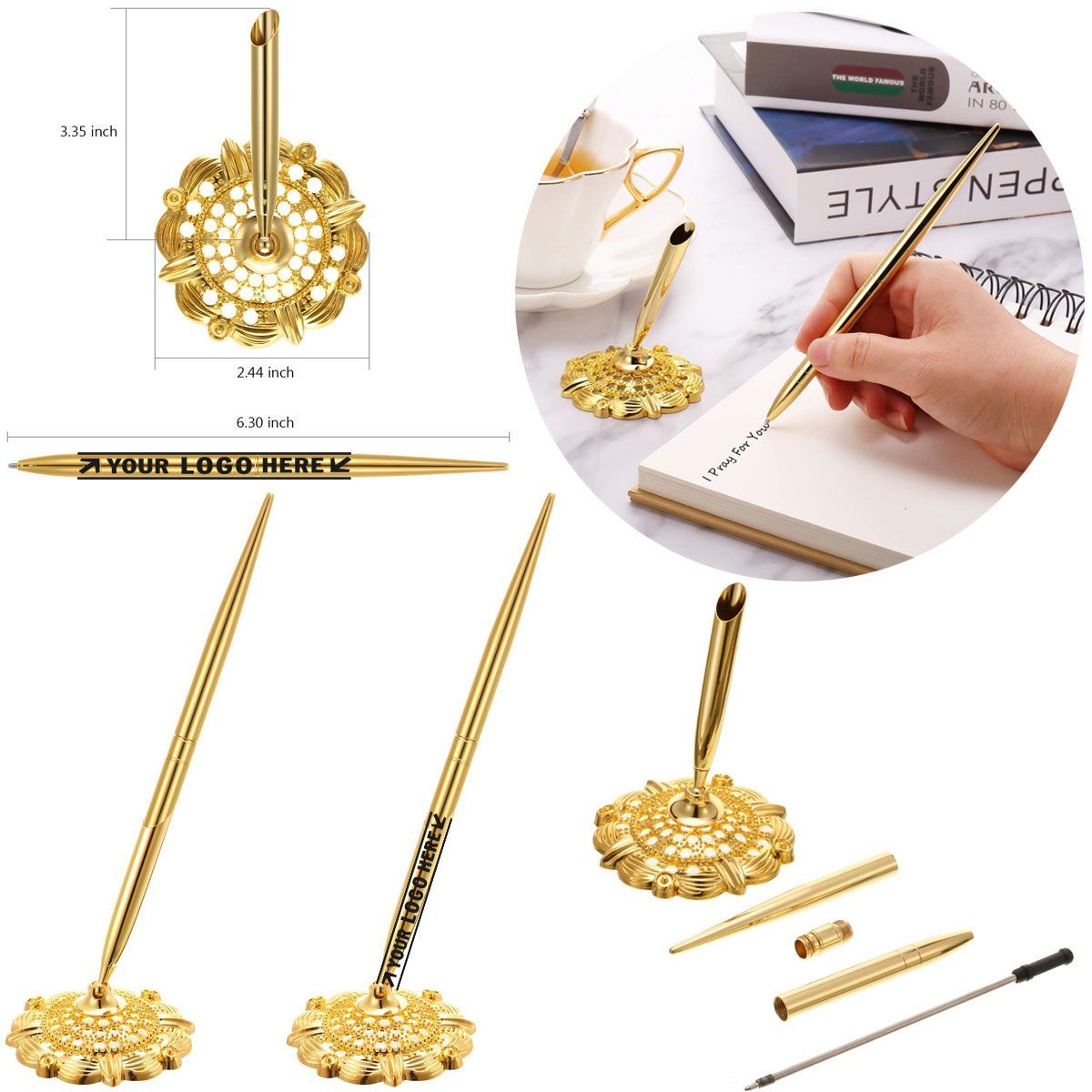 Round Pen Holder for Wedding Bridal Engagement Guests Book Valentine's Day Favor