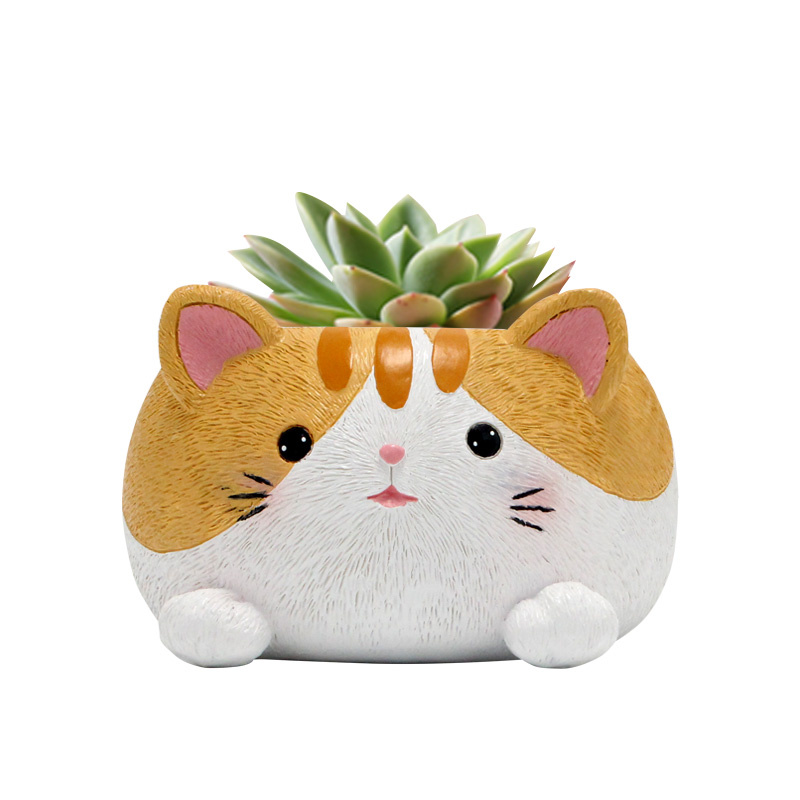 Resin Animal Cat Shaped Planter Small Cartoon Succulent Planter Pots