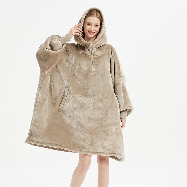 One Size Fits All Sweatshirt Blanket with Zipper for Women and Men