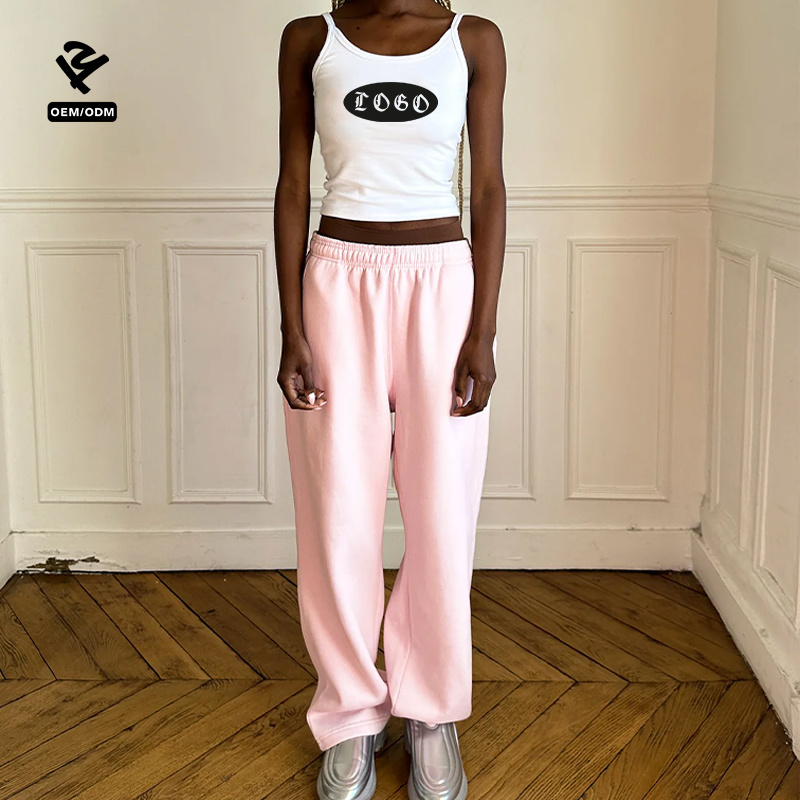 Women's Summer 2 Piece Loungewear Set Cropped Tank Top Wide Leg Fleece Sweatpants Tracksuit Casual Outfits Pants Set