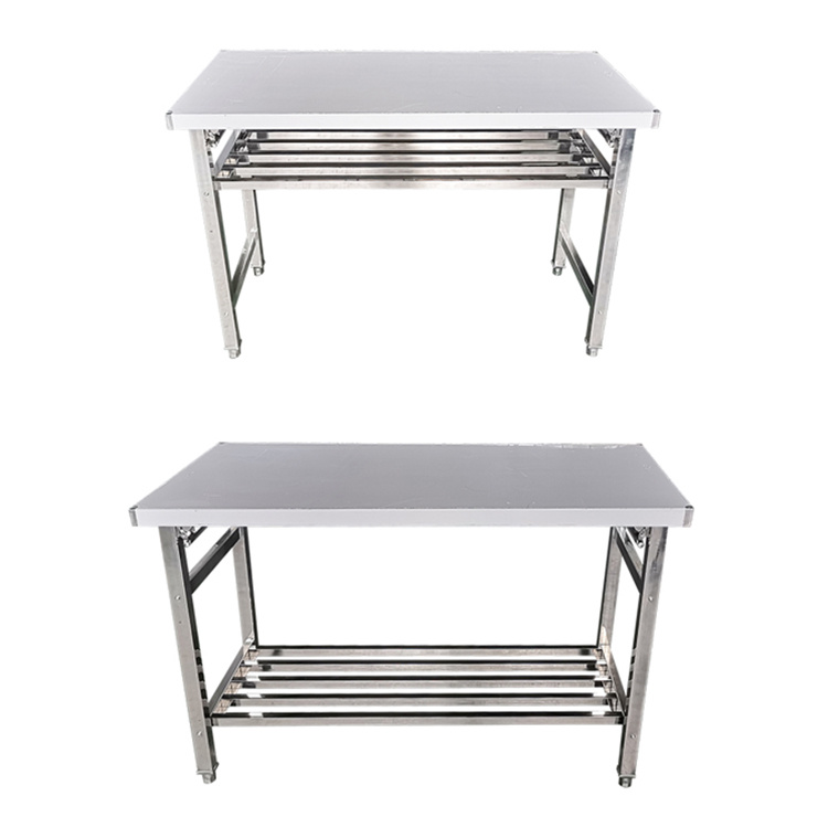 Industrial Kitchen Appliances Portable Folding Stainless Steel Restaurant Table With Undershelf As Hospitality Equipment