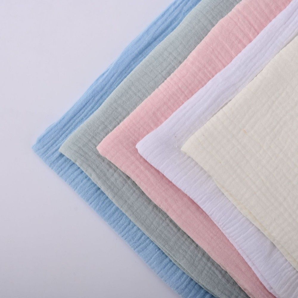 2024 Super Soft Multi-Color Dyed Double Gauze 100% Cotton Crepe Fabric Crinkled Muslin for Clothing for Home Textile
