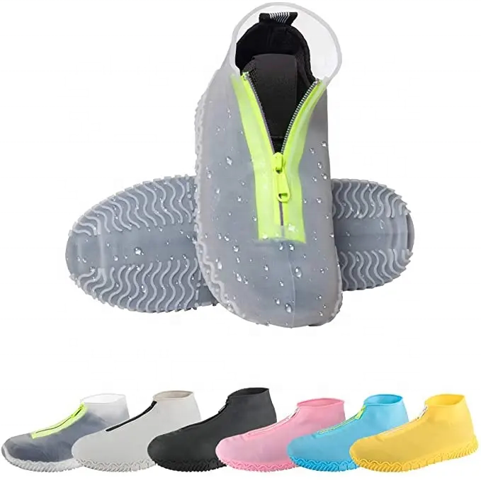 Silicone Waterproof Shoe Covers Reusable Overshoes With Zipper Resistant Rain Boots Non-slip Washable Protection For Women Men