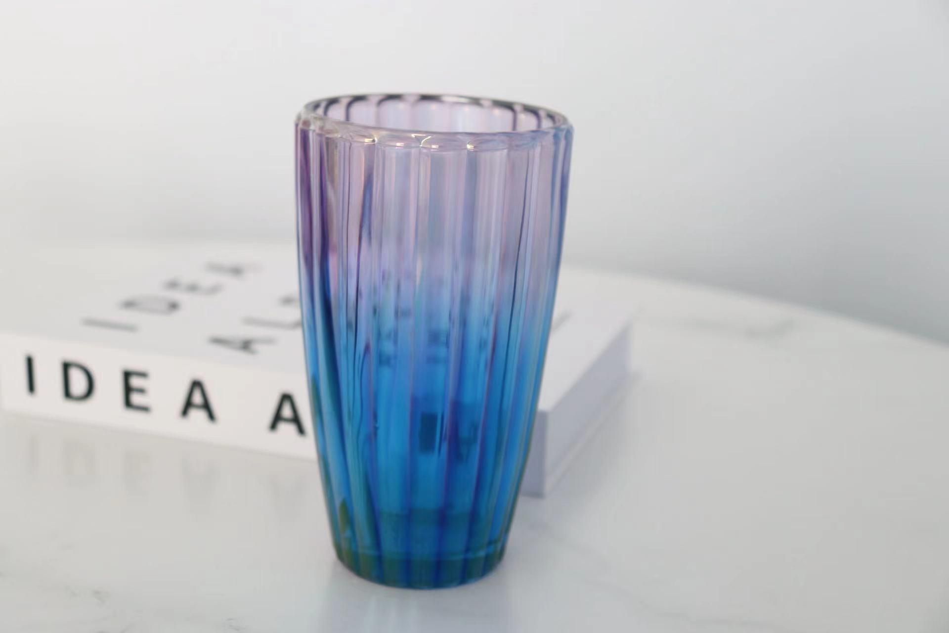 Iridescent Ridged Glass Vase