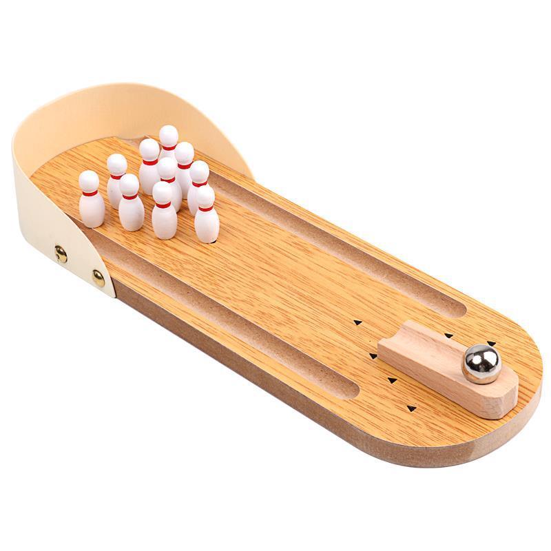 Puzzle Parent-Child Interactive Wooden Mini Bowling Toy Table Game