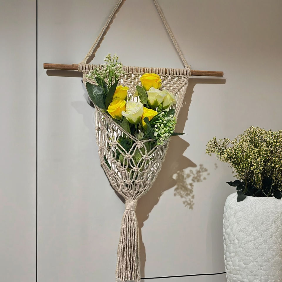 Handmade Cotton Wall Hangings Hand Crochet Art Style Plant Pattern Indian Manufacturer Supplier Home Decor Factory Wholesales