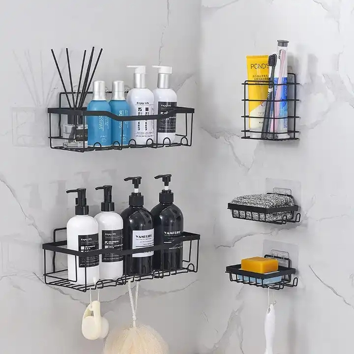 High Quality Wall-Mounted Metal Wire Bathroom Shelving Organizer Storage Racks