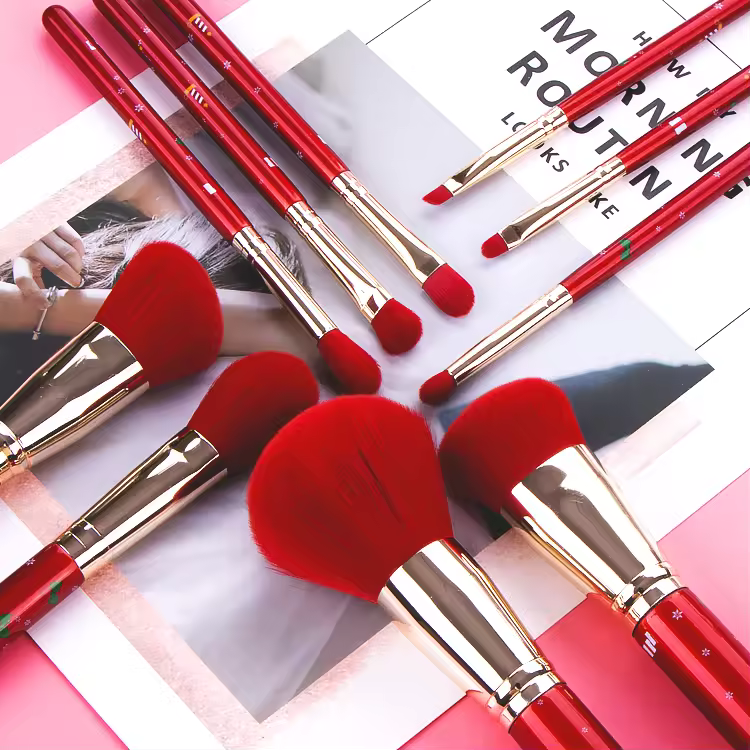 New Arrival Red Hair Professional Vegan Makeup Brush Set Private Label