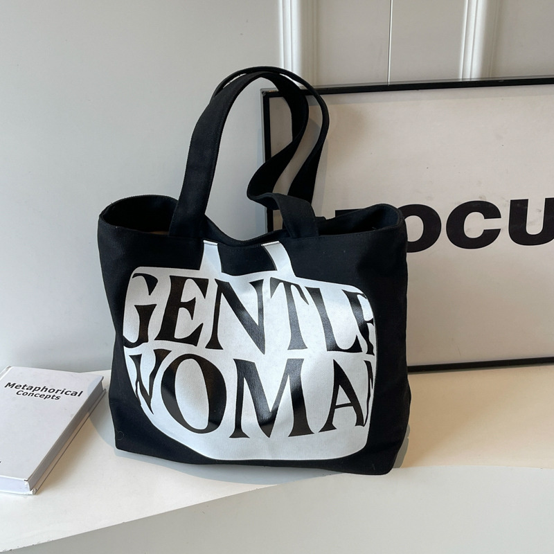 Wholesale Large Handbag Women Girls Casual Shoulder Reusable Gift Cotton Shopping Bag