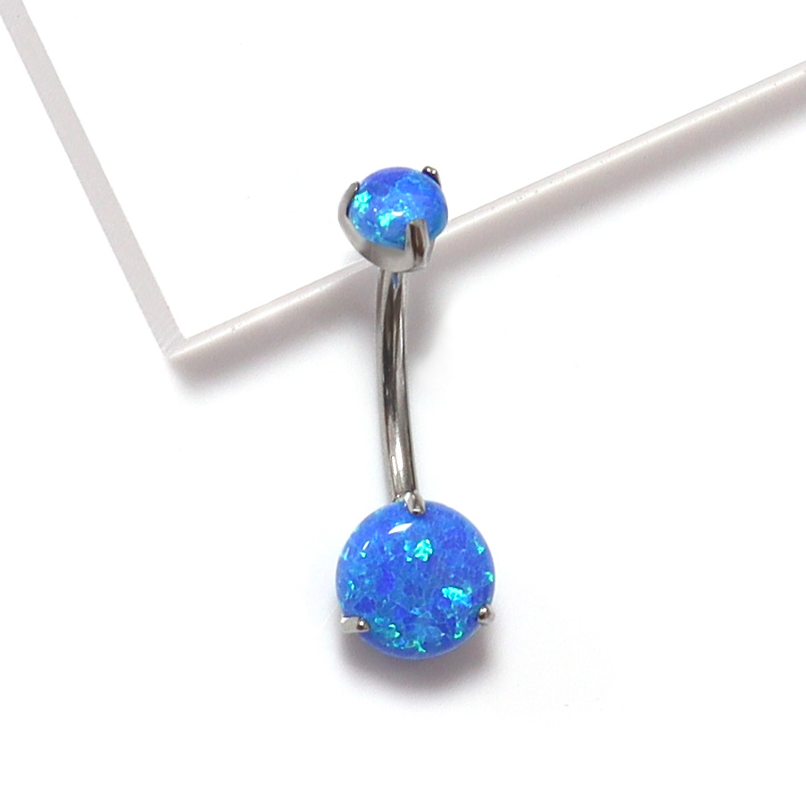 Wholesale Hot Sale F136 Titanium Belly Button Stud Double Head Opal Op05 Body Piercing Jewelry Lip Stud Labret