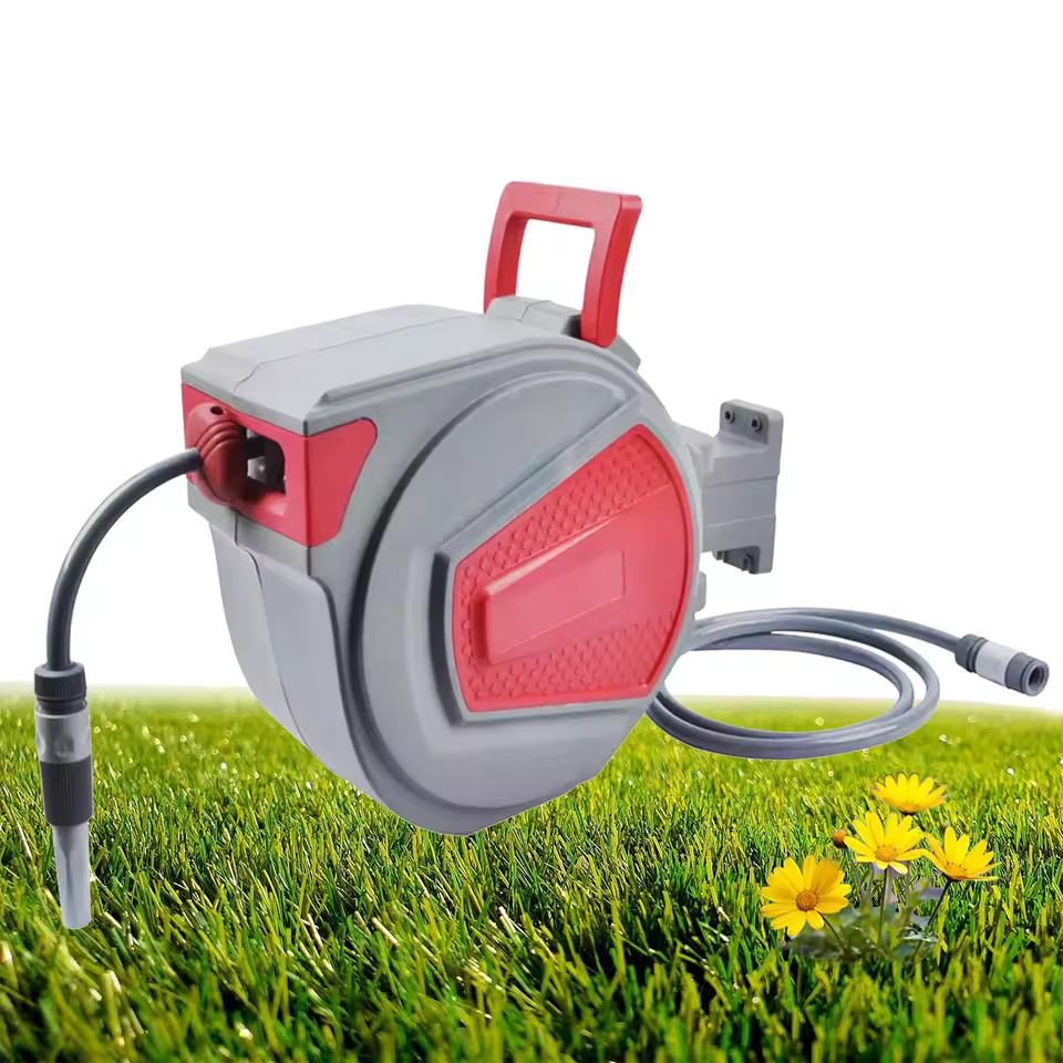 Vertak 20m High Pressure Wall Mounted Garden Water Hose Reel Rust-free Retractable Auto Rewind Water Hose With Swivel