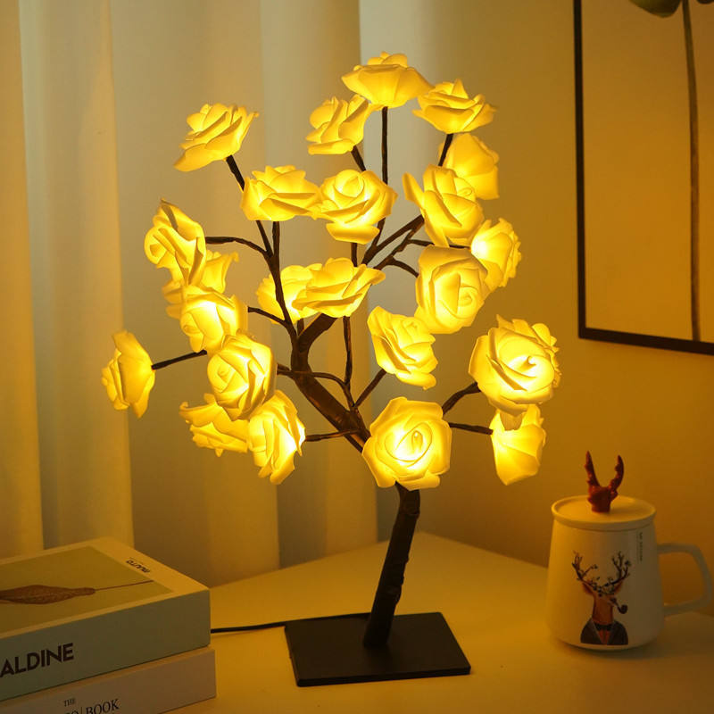 LED Table Light USB Rose Tree Table Lamp for Party Home Decor