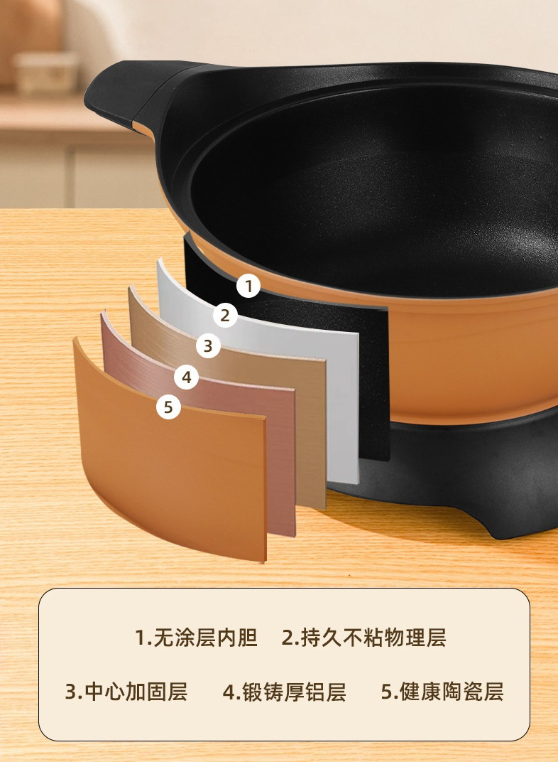 Low Pressure Cooker Home Indoor Smokeless Non-Stick Coating Electric Cooker Wok