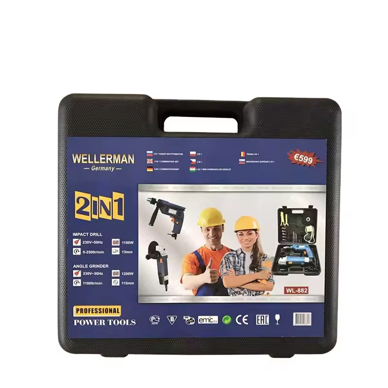 2pcs New Style Outdoor Drill Set Impact Drill And Angle Grinder Power Electrical Tool Sets Oem Customizable