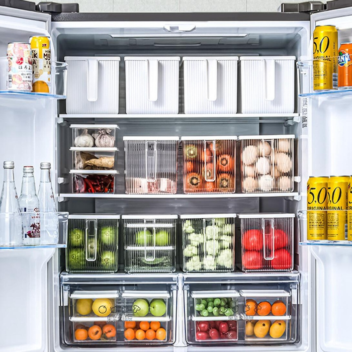 Food Storage Container with Handle Lid Pantry Fridge Tabletop Organizer