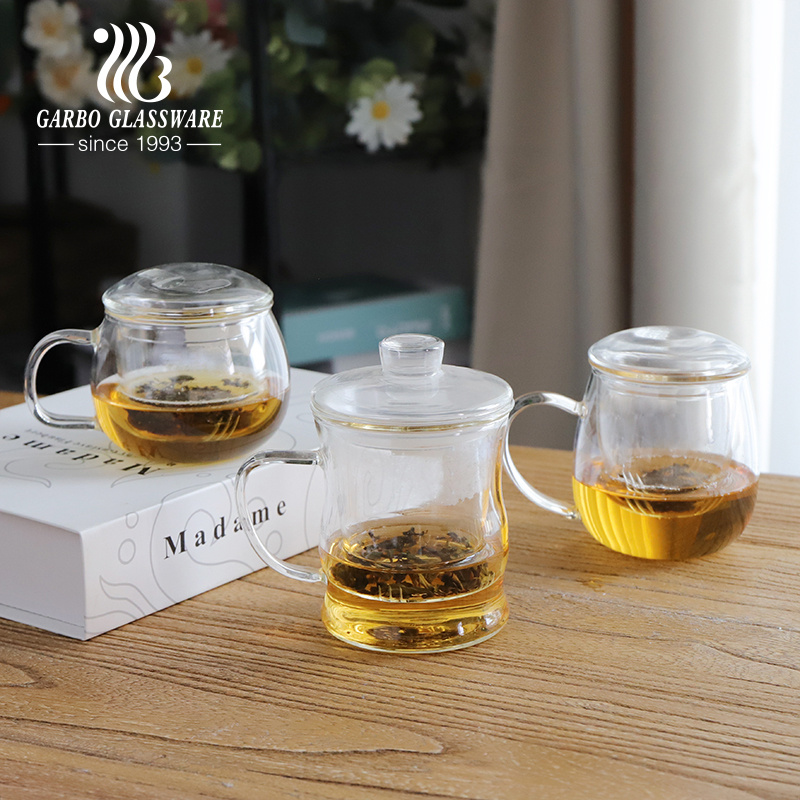 330ml Borosilicate Glass Tea Cup with Handle China Supply Hot Drinks Tea Mug Set of 2PCS Double Wall Glass Tea Mug