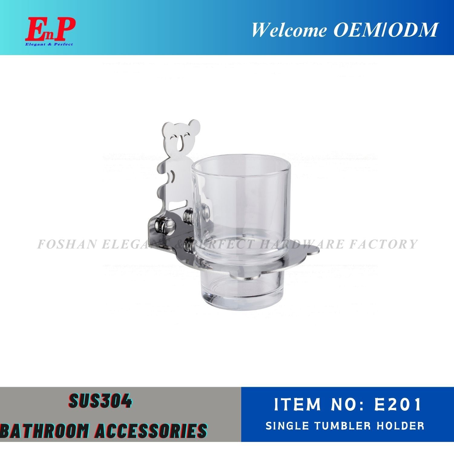 Enp Hot Sale Bathroom Accessories Bathroom Single Cup Holder Toothbrush Holder Glass Tumbler Holder
