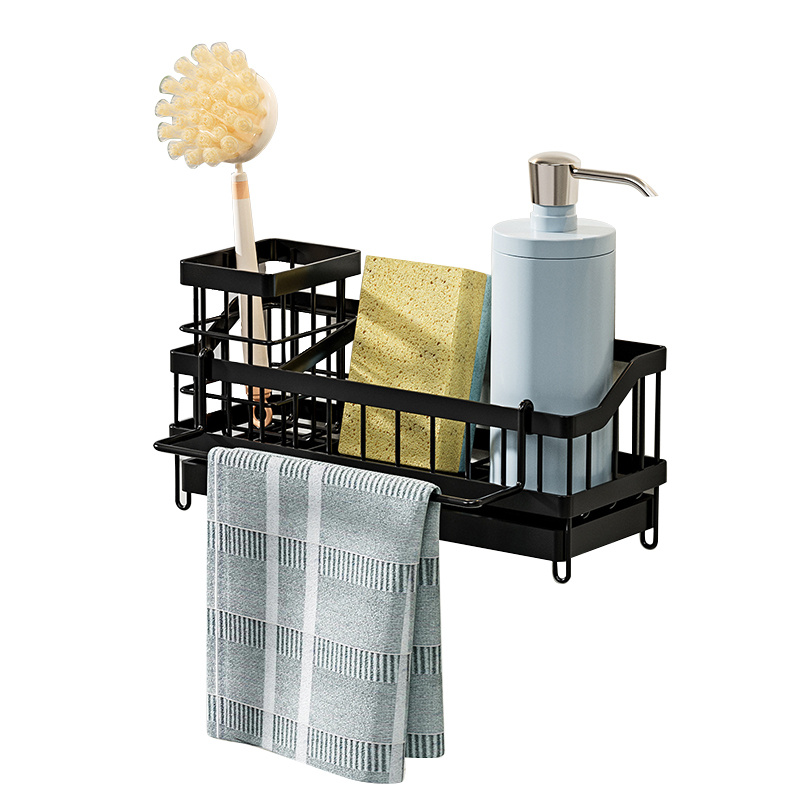 China Supplier New Brand Telescopic Makeup Stainless Steel Suction Cup Holder Round Stand Metal Drain Rack Sponge Sink Organizer