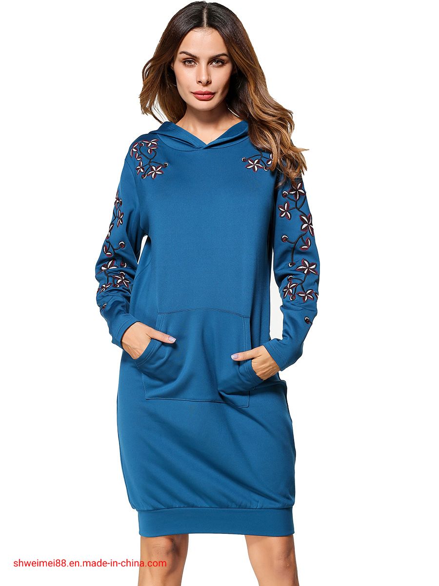 Women Plus Size Hoodie Dress Loose Sweater Hoodie Sweatshirt Long Tops
