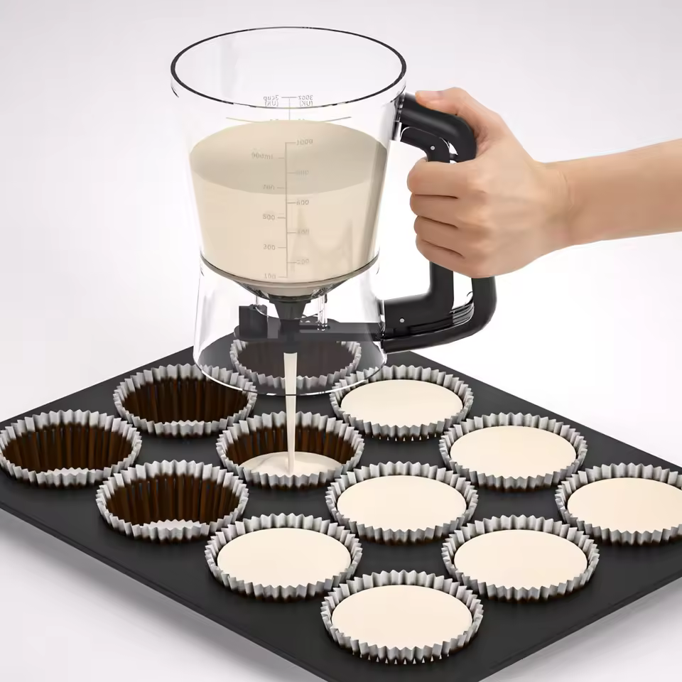 New Handheld Batter Dispenser With Measuring Funnel - Precision Baking Tool For Cupcakes,Pancakes & Waffles