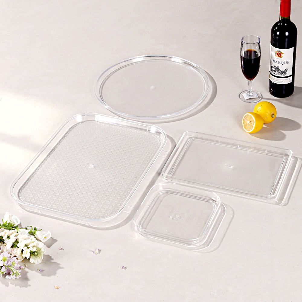 Wholesale Plastic Serving Tray - Clear Round Coffee/Bread Tray