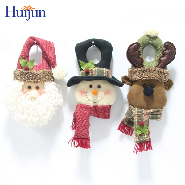 Best Selling Plush Santa Claus Snowman Elk Christmas Door Knob Hanger for Home Wall Decoration