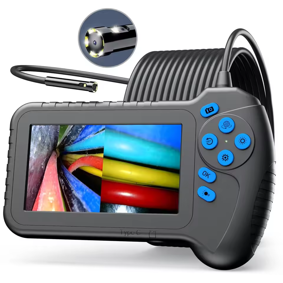 Dual Lens Endoscope With 5" Ips Screen 8.2mm 1080p Hd Borescope Inspection Camera,Ip67 Waterproof Snake Dual Two Cam Pq318b