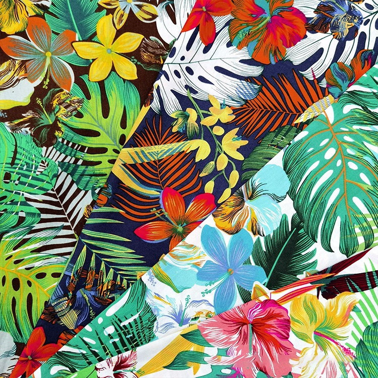 in Stocks Soft Color Spring Hawaii Tropical Floral Printed 100% Cotton Poplin Fabric Printed for Women Summer Dress
