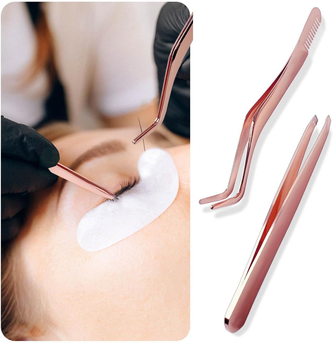 Mengfan Eyelash Extension Tweezer Stainless Steel Lash Applicator Lash Tools