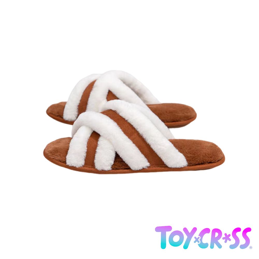 Fashionable Women Shoes Cross Strap Fluffy Fur Comfortable Soft Slippers