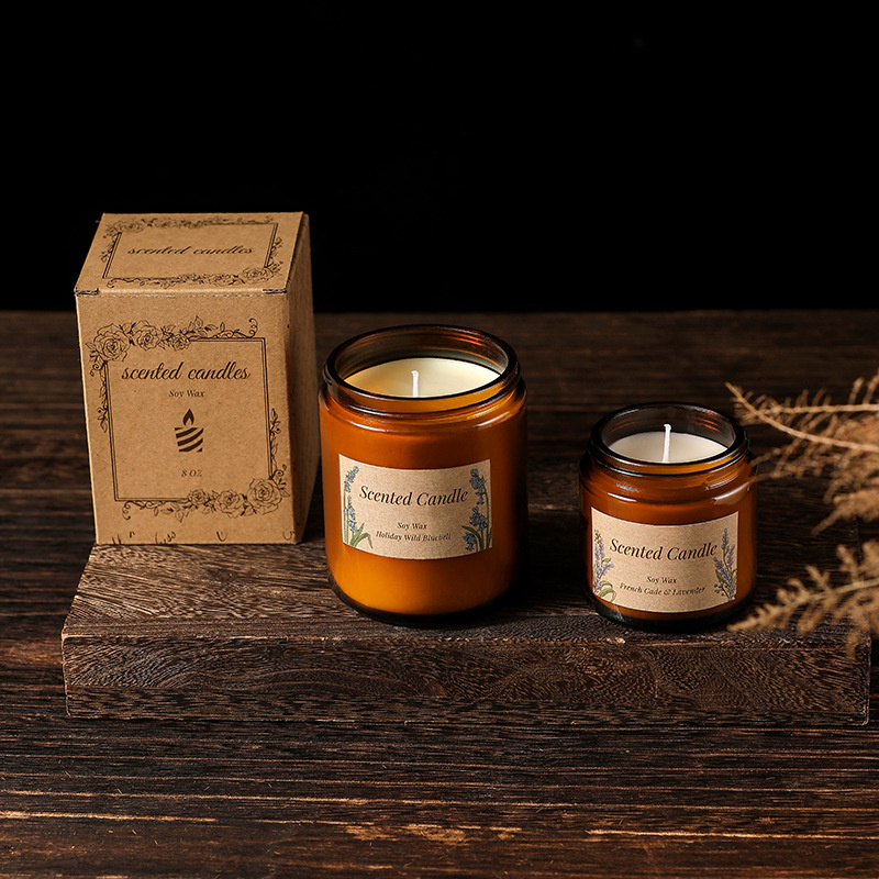 100g 200g Best Retro Brown Glass Jar Cup Aromatherapy Scented Candle for Home